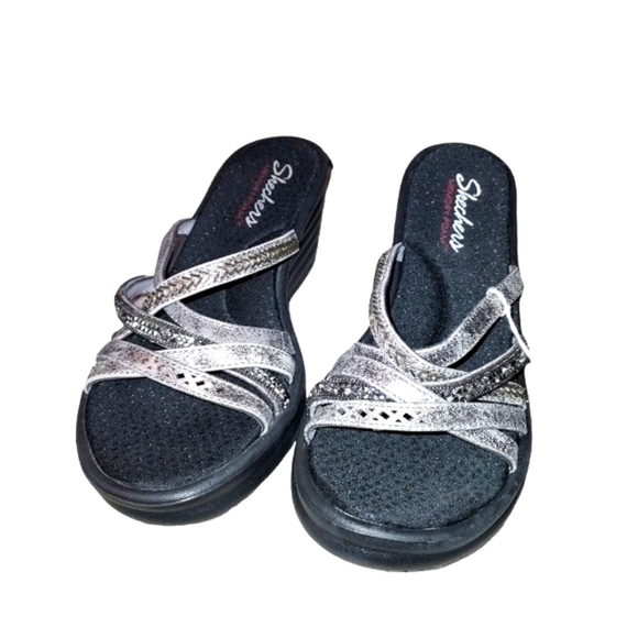 Skecher Rumbler wave Lassie wedge sandle 7 multi color straps NWT rhinestones - Picture 1 of 9